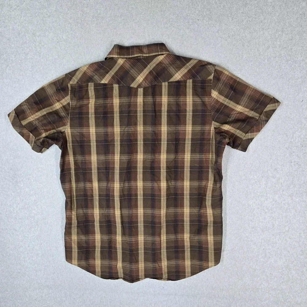 Banana Republic Men Button Up Shirt XL Brown Casual Shirt Plaid Western